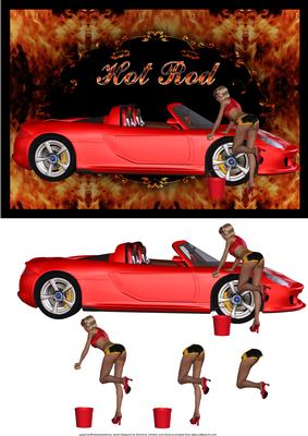Hot Rod Quick Card Front with Decoupage