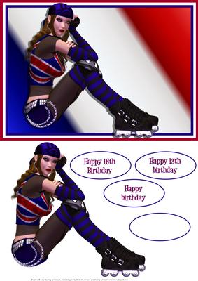 British Rollerblade Girl Quick Card Front