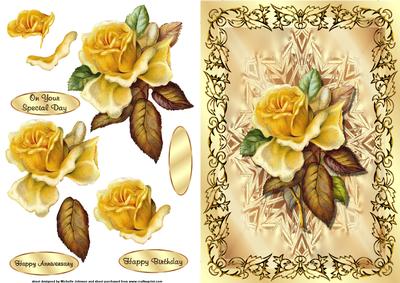 Vintage Floral Card Front with Decoupage