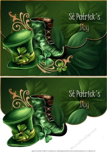 Leprechaun Hat and Boots Scalloped Edge Faux Envelope Card