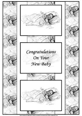 New Baby Fold Back 3 Panel Card