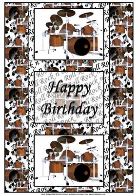 Drummer Fold Back 3 Panel Card