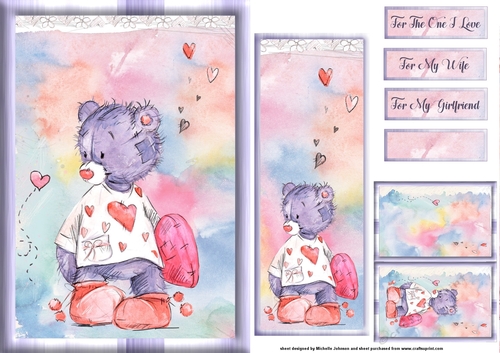 For The One I Love Card front with Bookmark And Gift Tag