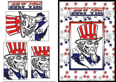 Uncle Sam 4th July Quick Card Front with Pyramage