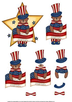 Beary Special 4th July Decoupage