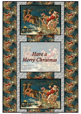 Flying Santa 3 Panel Fold Back Card