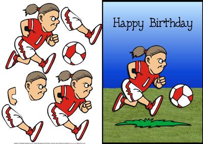 Girls Football Quick Card Front with Decoupage