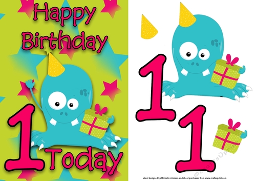 Monster 1 Girl Age 1 Card Front