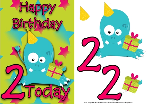 Monster 1 Girl Age 2 Card Front