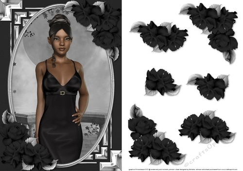 Ethnic Lady in an Elegant Black Dress and Roses