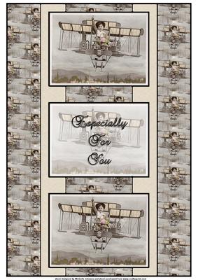 Vintage Flying Free 3 Panel Fold Back Card