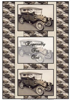 Vintage Car 3 Panel Fold Back Card