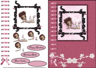 Birthday Babe Card Front with Decoupage