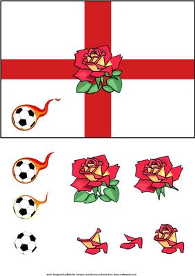 Flaming Football English Rose Quick Card Front with Decoupag