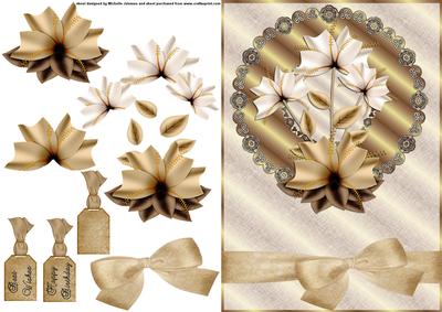 Coffee and Cream Flower Quick Card Front with Decoupage