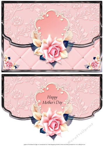 Pretty In Pink Scalloped Edge Faux Envelope Card Mothers Day