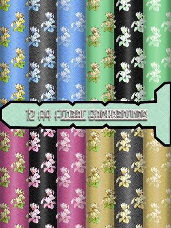 12 A4 Floral Texture Background Papers