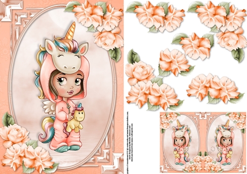 Unicornmania Card Front With Roses