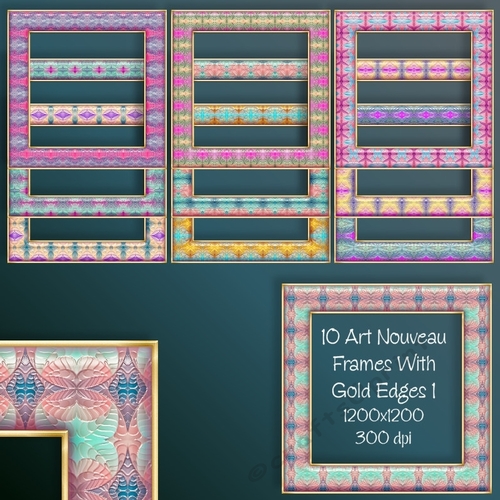 10 Art Nouveau Frames With Gold Edge Kit 1