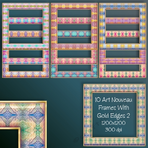 10 Art Nouveau Frames With Gold Edge Kit 2