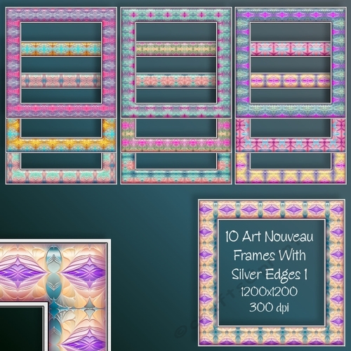 10 Art Nouveau Frames With Silver Edge Kit 1