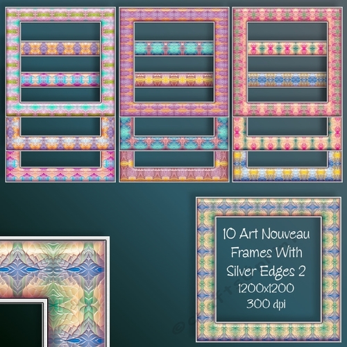 10 Art Nouveau Frames With Silver Edge Kit 2
