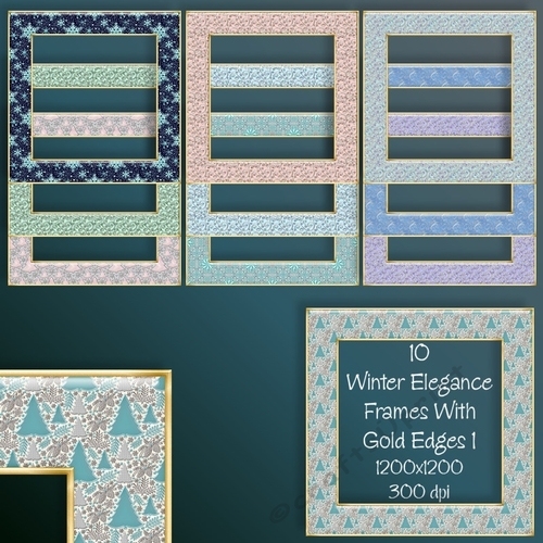10 Winter Elegance Frames With Gold Edge Kit 1
