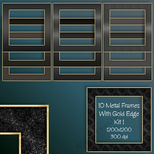 10 Metal Frames With Gold Edge Kit 1