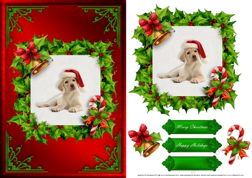 Puppy Christmas Card Front Red 1