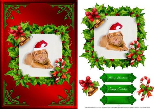 Puppy Christmas Card Front Red 2