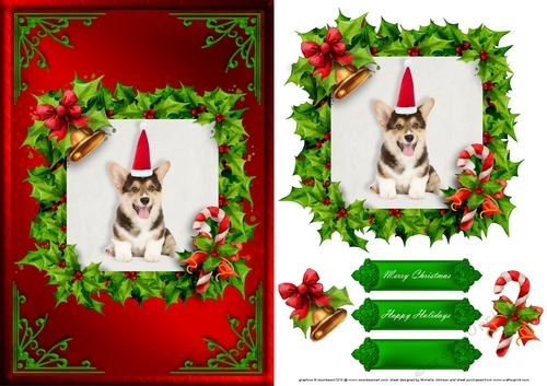 Puppy Christmas Card Front Red 4