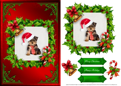 Puppy Christmas Card Front Red 5