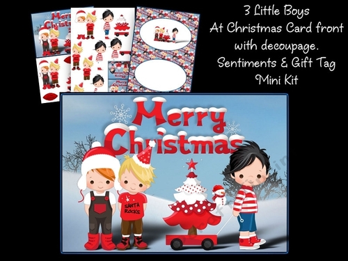 3 Little Caucasian Boys At Christmas Mini Kit