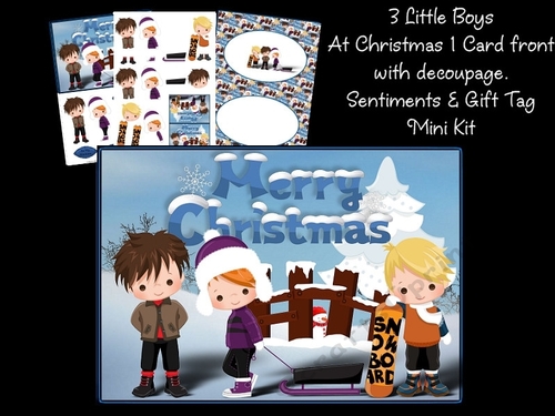 3 Little Caucasian Boys At Christmas 1 Mini Kit