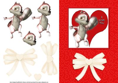Love Squirrel Quick Card Front with Decoupage