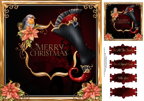 Christmas Robin And Stocking Quick Card 2