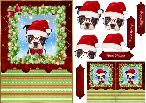 Christmas French Bulldog Card Front