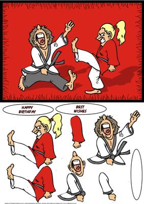 Karate Kids Quick Card Front with Decoupage