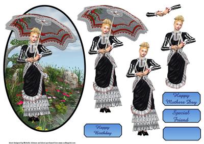 Victorian Vintage Lady Step by Step Card Front Topper