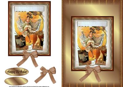 Vintage Can Can Dancers Quick Card Front with Decoupage 2