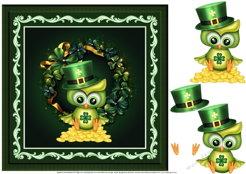 St Patricks Day Owl Card Front 1