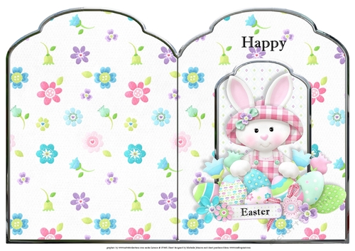 Easter Bows And Bonnets Girl Scalloped Top Quick Card