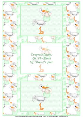 Green Triplets 3 Panel Fold Back Card