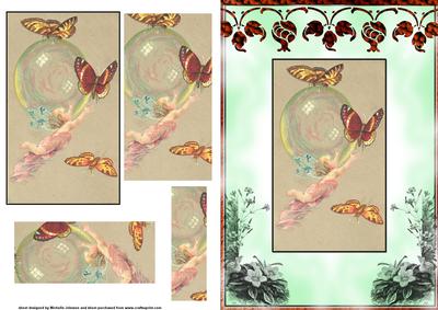 Vintage Cherub with Butterflies Card Front with Pyramage
