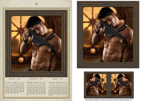 Male Pinup Calendar Quick Card With Gift Tag