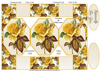 Vintage Yellow Rose Folded Pop-up Card