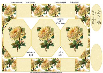 Vintage Rose Octagon Folded Pop-up Card