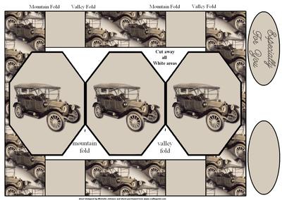 Vintage Car Octagon Pop-up Birthday or Fathers Day Card