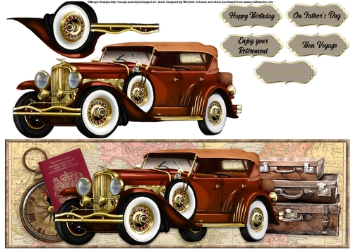 Old Timers Vintage Car Large DL Card 1 (multi-use)