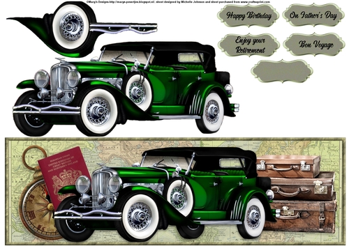 Old Timers Vintage Car Large DL Card 3 (multi-use)